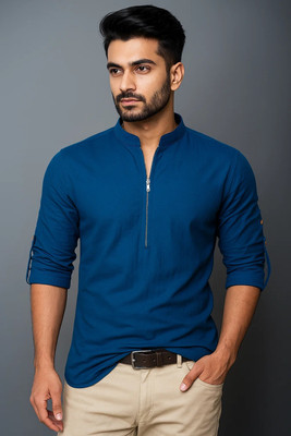 RAREMARK Men Solid Straight Kurta(Dark Blue)