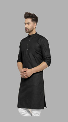 VINAARI Men Solid A-line Kurta(Black)