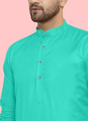 OMKAR EN TRENDS Men Printed Straight Kurta(Light Green)
