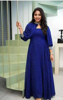 KRIVANSHSTORE Women Self Design A-line Kurta(Blue)