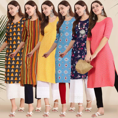 EthnicBasket Women Printed Straight Kurta(Multicolor)