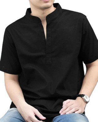 Vimal Star Men Solid Straight Kurta(Black)