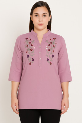HTE Enterprises Women Floral Print Straight Kurta(Maroon)
