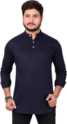 MADE IN THE SHADE Men Self Design Straight Kurta(Blue)