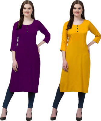 Coft Women Solid Straight Kurta(Multicolor)