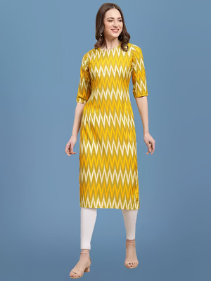 HouseOfCommon Women Printed A-line Kurta(Yellow, White)