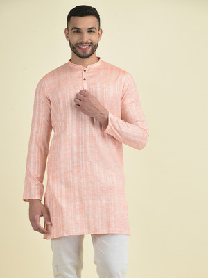 ANOUK Men Woven Design Straight Kurta(Orange)