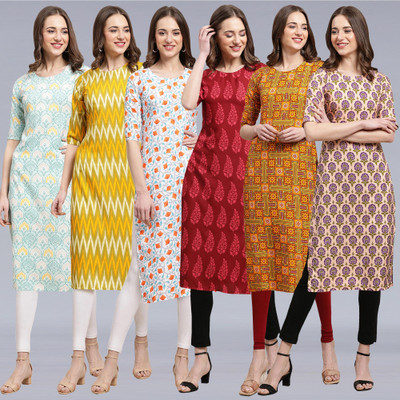 1 Stop Fashion Women Printed A-line Kurta(Multicolor)