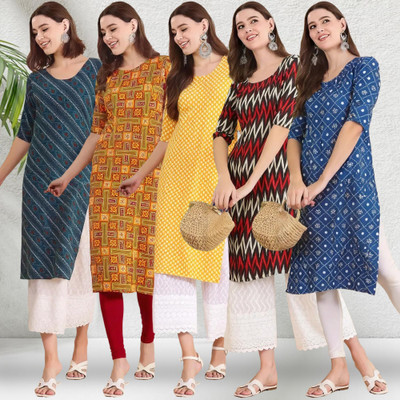 EthnicBasket Women Printed Straight Kurta(Multicolor)