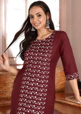 VINH FASHION Women Embroidered A-line Kurta(Multicolor)