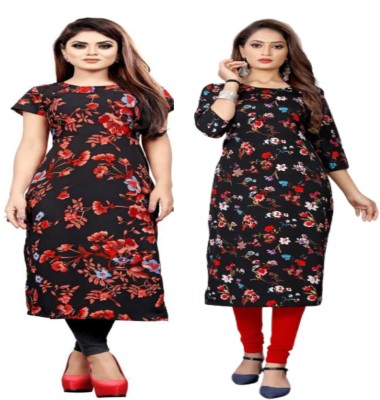 HT Fashion Women Floral Print A-line Kurta(Multicolor)