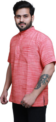 RAI's Men Self Design Straight Kurta(Pink)