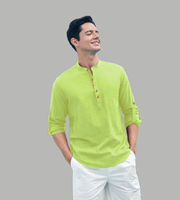 Univibe Men Solid Straight Kurta(Light Green)