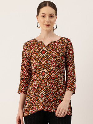 Feranoid Retail Women Floral Print Straight Kurta(Red)