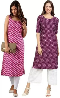 B K CREATION Women Printed Straight Kurta(Multicolor)