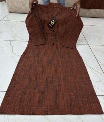 AA ENTERPRISES Women Self Design Straight Kurta(Brown, Black)