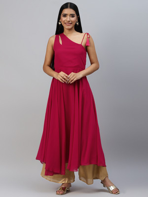 Poshak Hub Women Solid A-line Kurta(Pink)