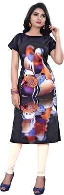 SHREE INFINITY EXPORT Women Printed A-line Kurta(Black)