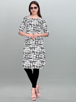 tanvi creation Women Floral Print Straight Kurta(White)