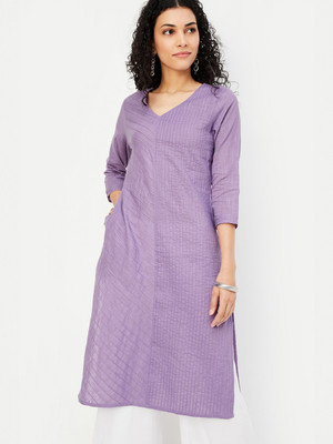 MAX Women Self Design Straight Kurta(Purple)