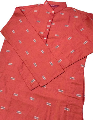 LIBSADRESSES Men Solid Straight Kurta(Red)