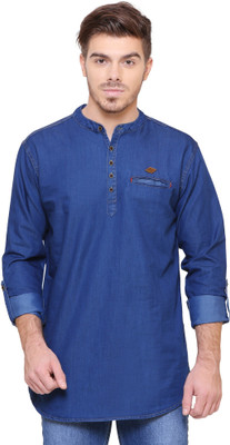KUONS AVENUE Men Solid Straight Kurta(Blue)