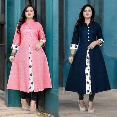 HouseOfCommon Women Solid A-line Kurta(Multicolor)