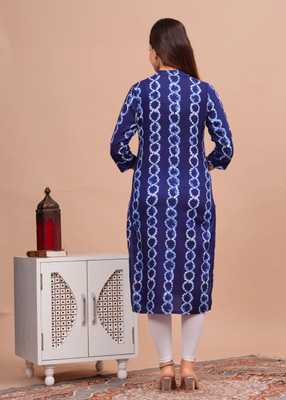 Samragyi Women Printed A-line Kurta(Dark Blue)