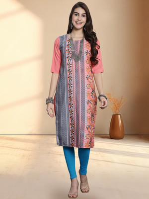 1 Stop Fashion Women Printed A-line Kurta(Pink)