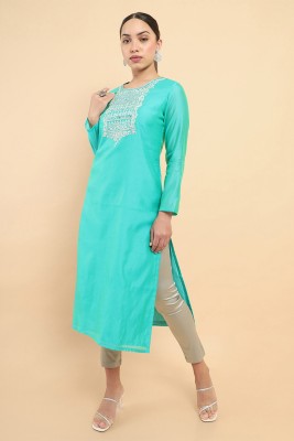 soch Women Embroidered Straight Kurta(Blue)