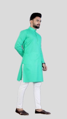 The Fashion Outlets Men Solid A-line Kurta(Green)