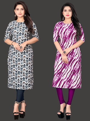 RITOSA Women Printed Straight Kurta(Black)
