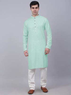 Radharaman Men Embroidered Straight Kurta(Light Blue)