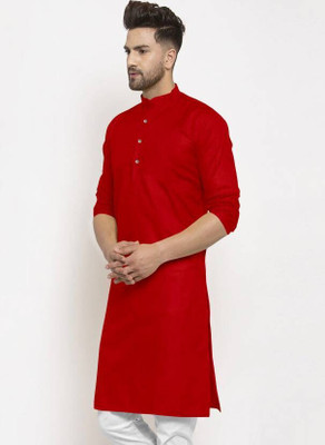 Rashmicreation Men Solid Straight Kurta(Red)