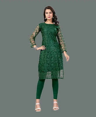 Vidula Fashion Women Self Design A-line Kurta(Green)
