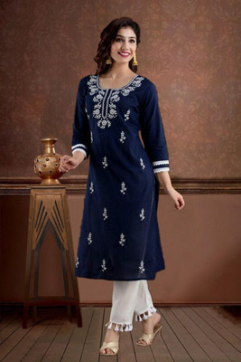 SISTO Women Embroidered Straight Kurta(Multicolor)
