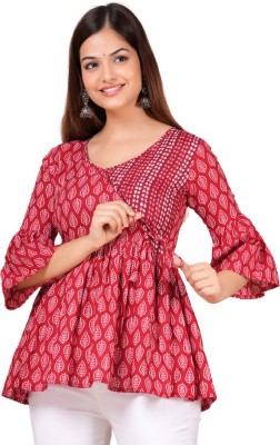 Aarnha Women Floral Print Ethnic Dress Kurta(Red)