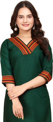 dhanshree tex Women Self Design A-line Kurta(Green)