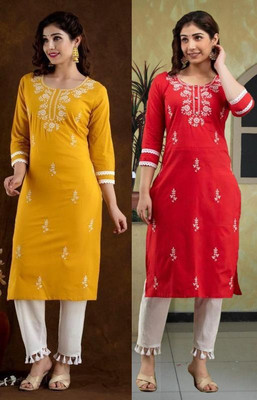 SISTO Women Embroidered A-line Kurta(Multicolor)