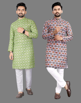 DHASU TRENDZ Men Printed Straight Kurta(Multicolor)