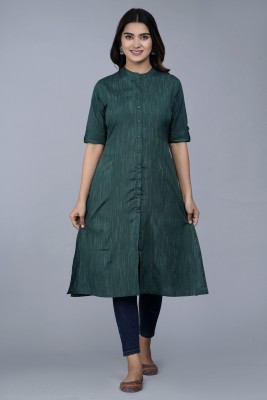 Dizon Women Solid A-line Kurta(Dark Green)