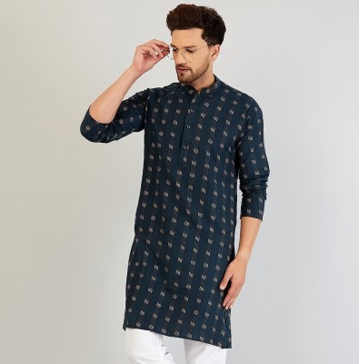 ARMAAN ETHNIC Men Self Design Straight Kurta(Dark Blue)