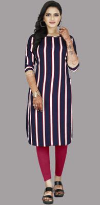 tanvi creation Women Striped Straight Kurta(Purple)