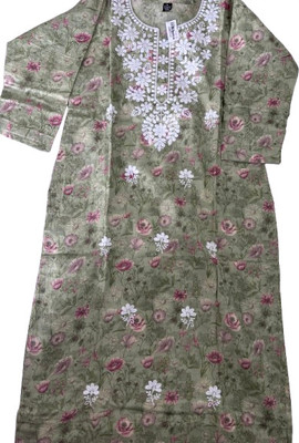 Rangmayee Women Embroidered Straight Kurta(Green)