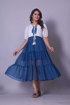 Learn To Do Single Listing Women Solid Gown Kurta(Purple)