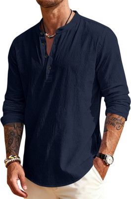 ZARTHA Men Solid Straight Kurta(Dark Blue)