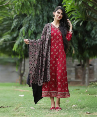 NAZIMPRINT Women Printed A-line Kurta(Red)