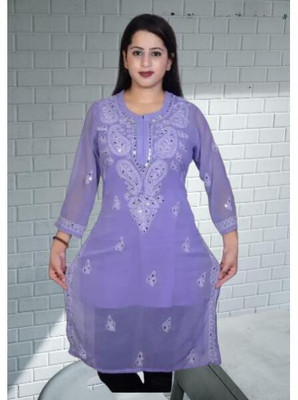 Sheeraz enterprise Women Embroidered Straight Kurta(Light Blue)