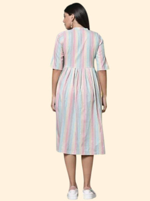 Houseofcommonv Women Printed A-line Kurta(White)