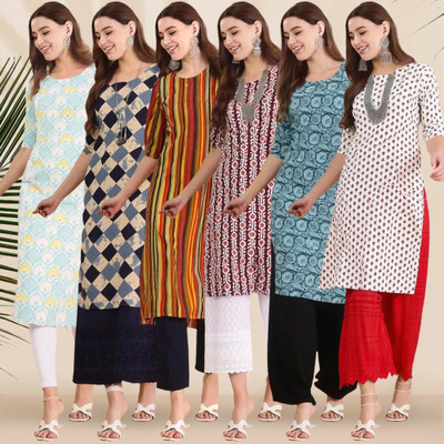 1 Stop Fashion Women Printed Straight Kurta(Multicolor)